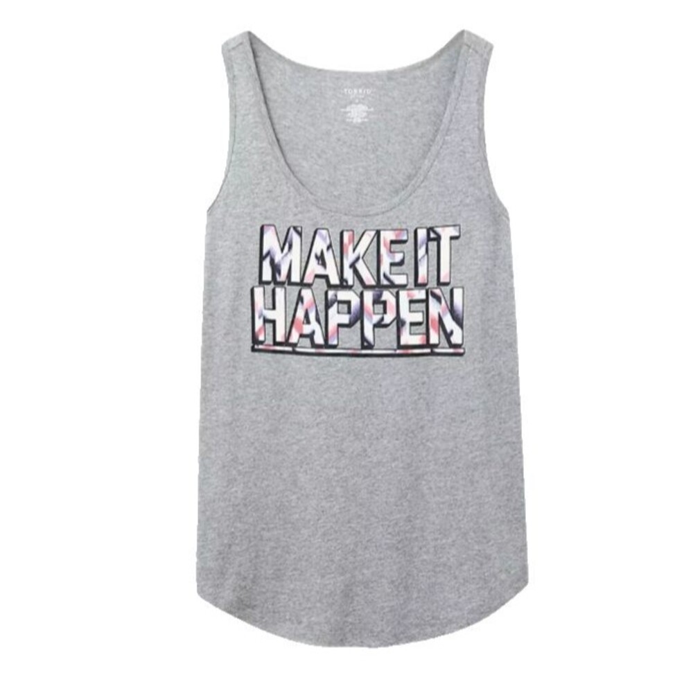 Torrid Gray MAKE IT HAPPEN Cotton Blend Tank Top Plus Size 3X